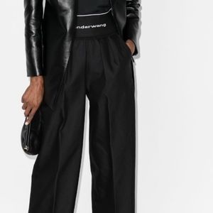 ALEXANDER WANG logo-waist (elastic)pressed-crease pants trousers Black no zipper